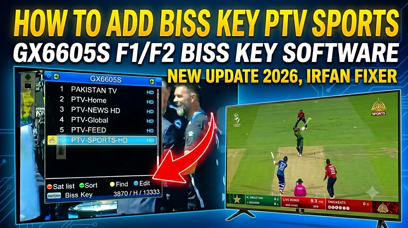 GX6606 New Software Update 2026 – BISS Key, PTV Sports, Cline CCCam & Videocon 88E OK
