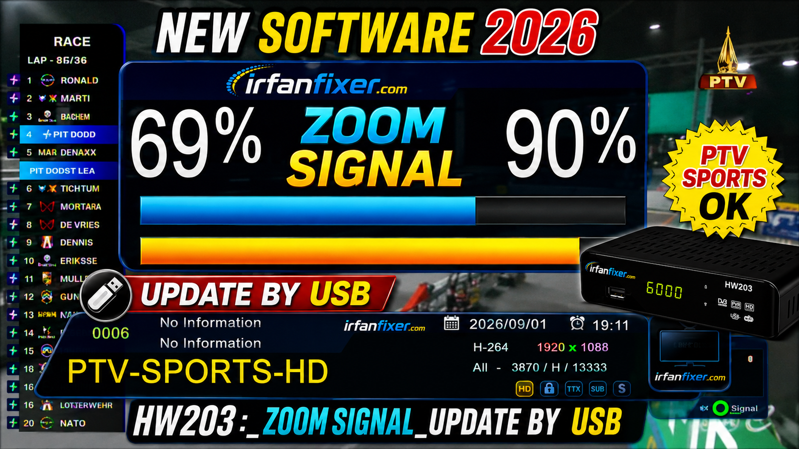New Software 2026 – HW203 All Box | PTV Sports OK | USB Upgrade | BISS Key Working